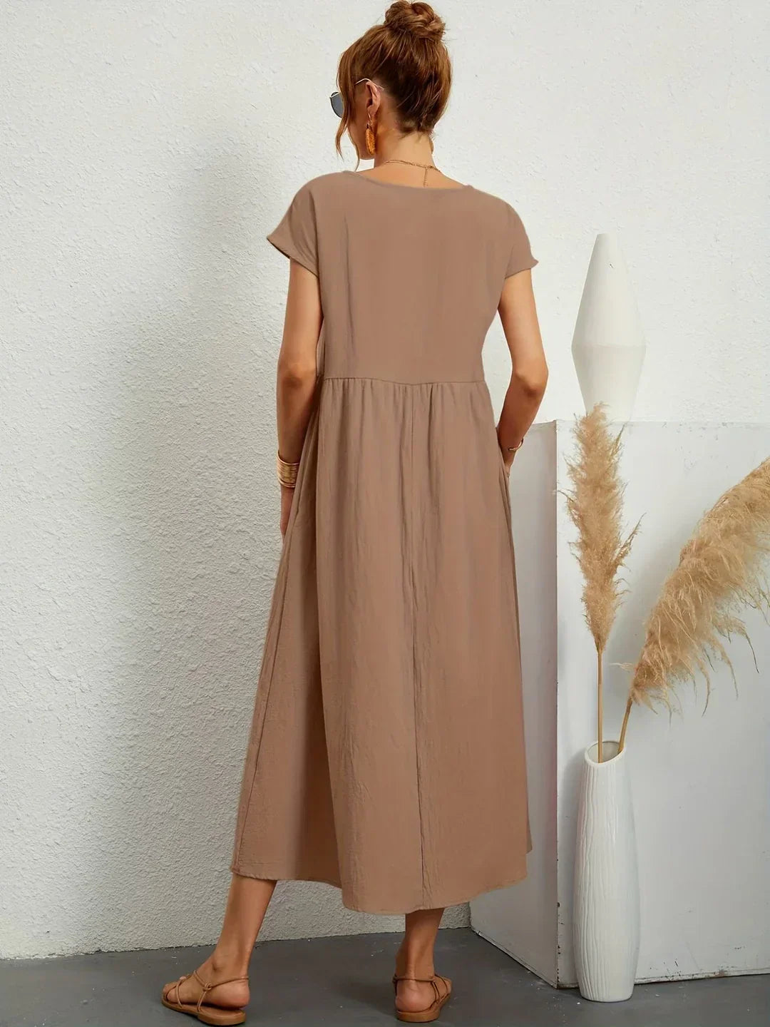 Vestido Ligero de Algodón Suave Con Bolsillos