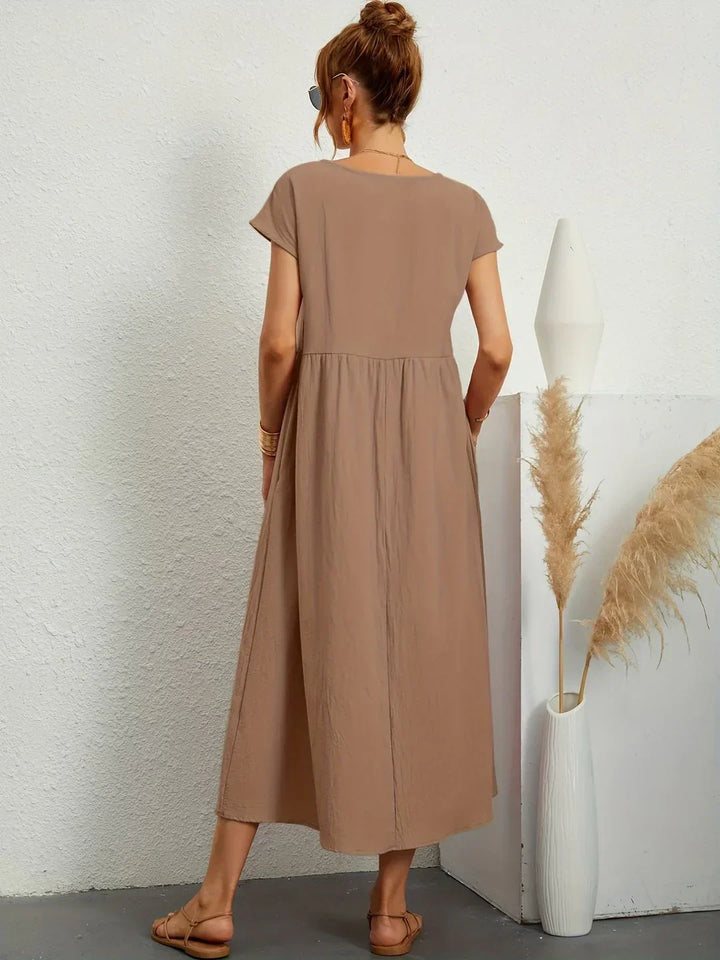 Vestido Ligero de Algodón Suave Con Bolsillos
