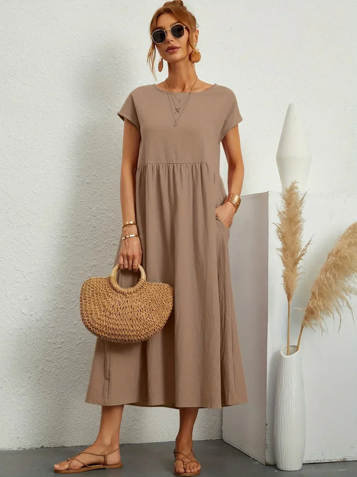 Vestido Ligero de Algodón Suave Con Bolsillos