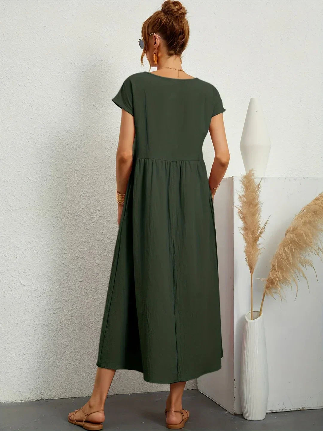 Vestido Ligero de Algodón Suave Con Bolsillos