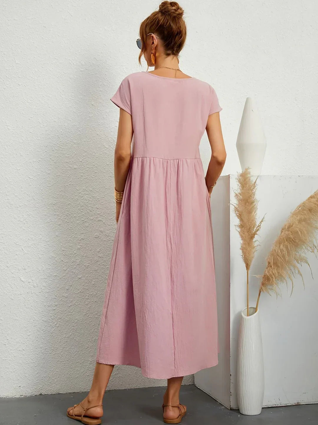 Vestido Ligero de Algodón Suave Con Bolsillos