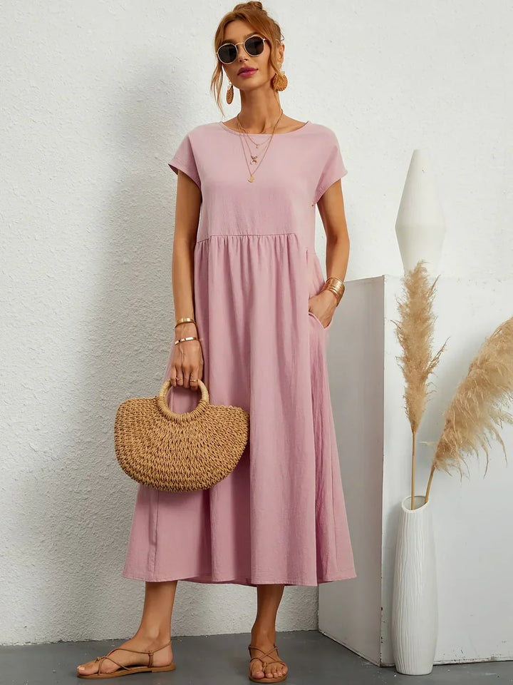 Vestido Ligero de Algodón Suave Con Bolsillos