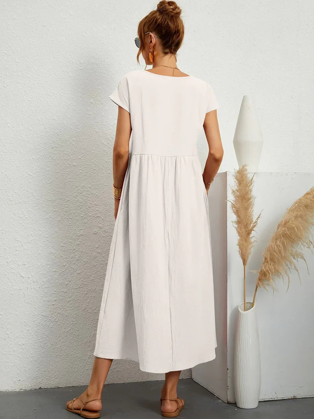 Vestido Ligero de Algodón Suave Con Bolsillos