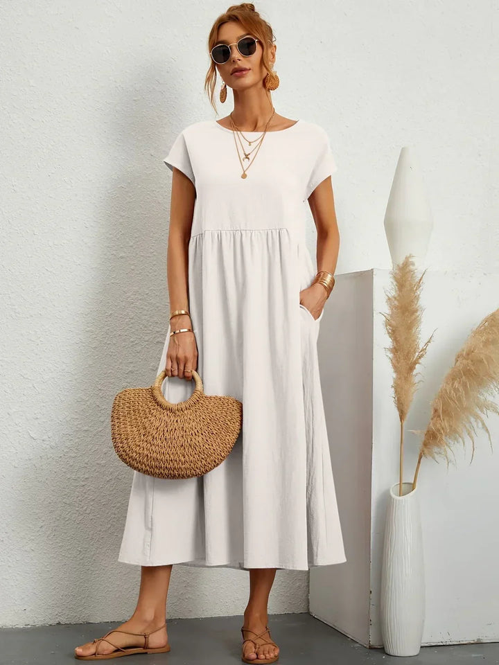 Vestido Ligero de Algodón Suave Con Bolsillos