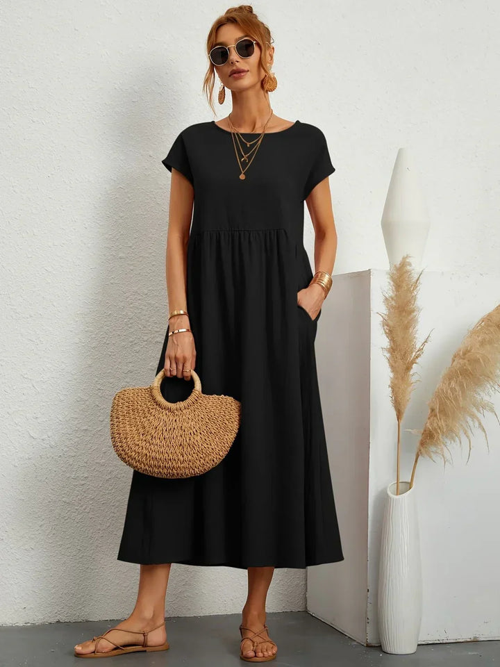 Vestido Ligero de Algodón Suave Con Bolsillos