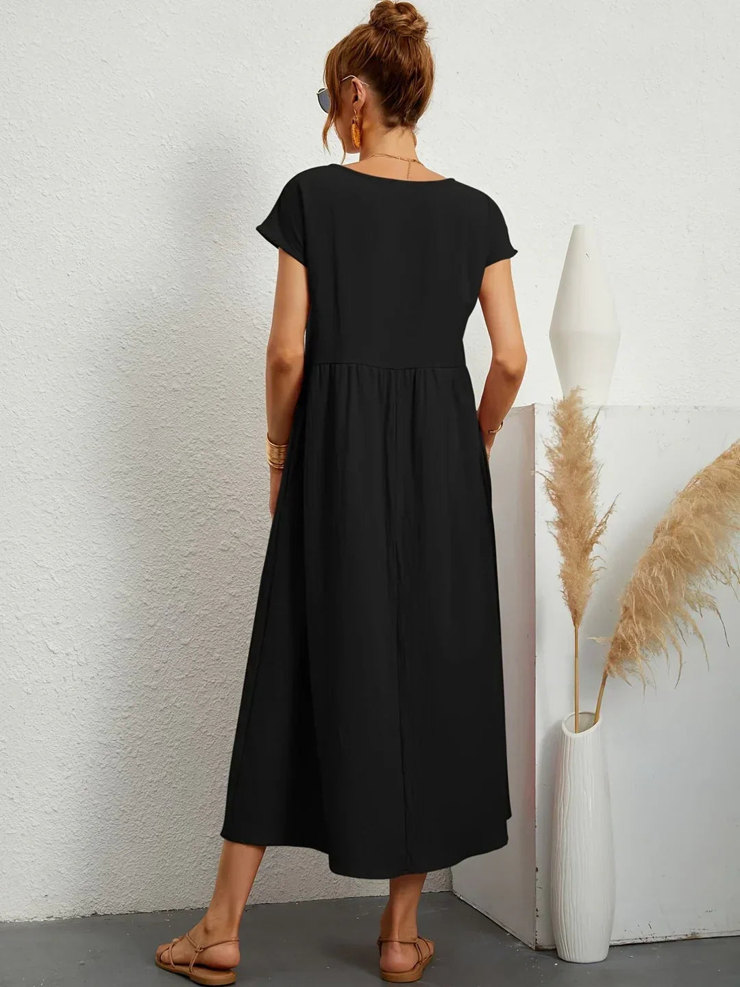 Vestido Ligero de Algodón Suave Con Bolsillos