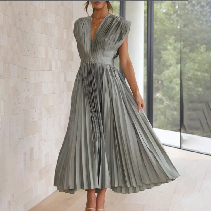 Carmela™ | Vestido Midi Plisado Atemporal