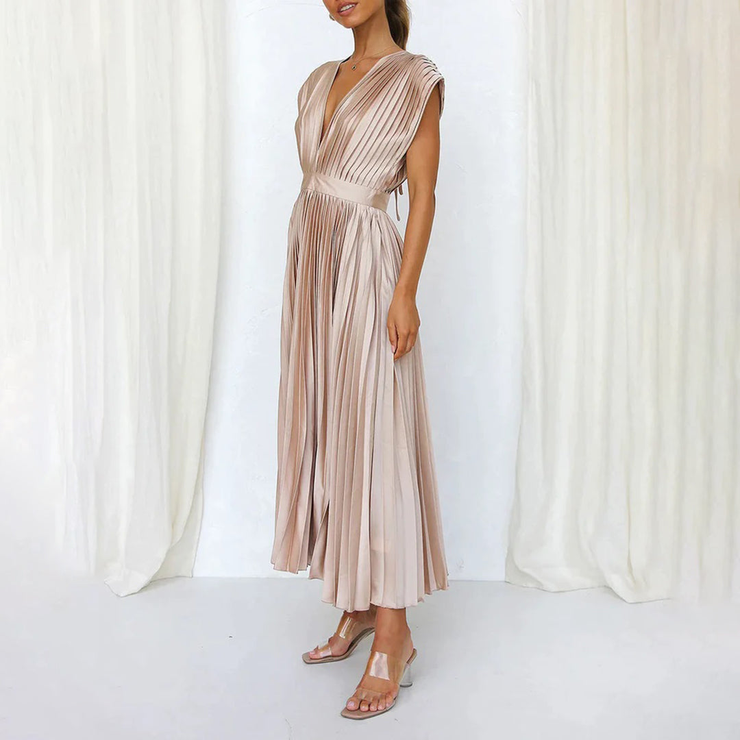 Carmela™ | Vestido Midi Plisado Atemporal