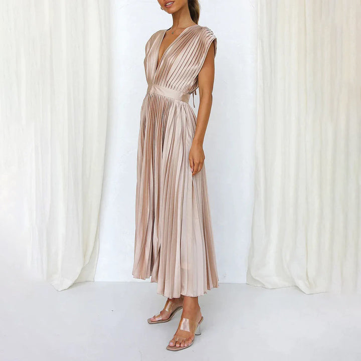 Carmela™ | Vestido Midi Plisado Atemporal