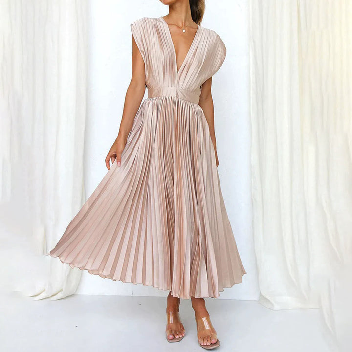 Carmela™ | Vestido Midi Plisado Atemporal