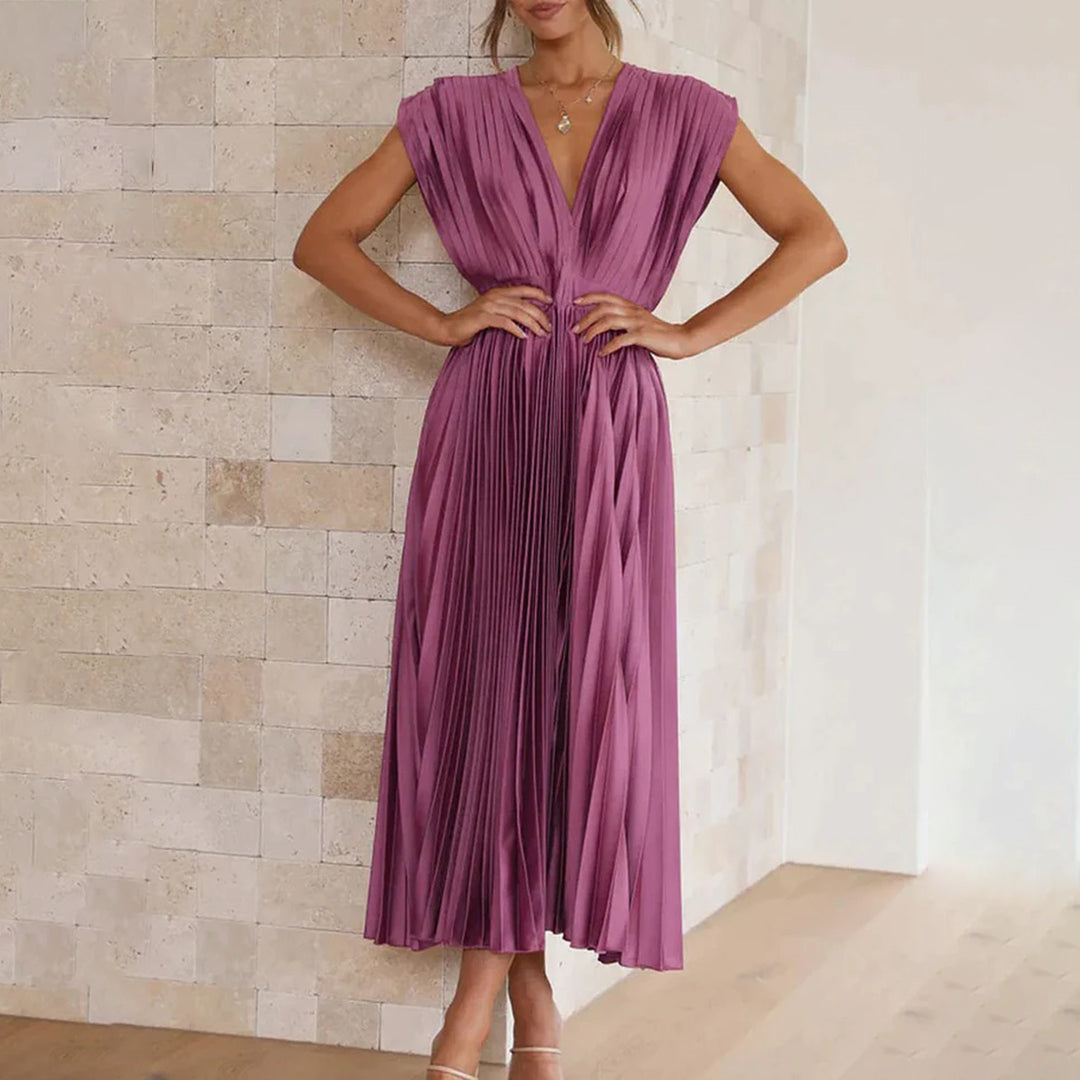 Carmela™ | Vestido Midi Plisado Atemporal