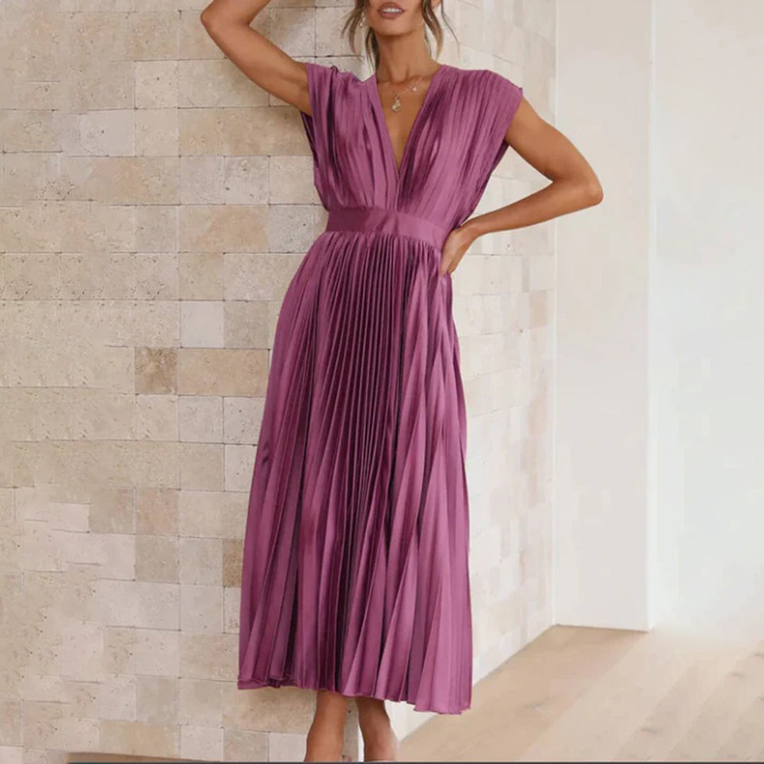 Carmela™ | Vestido Midi Plisado Atemporal