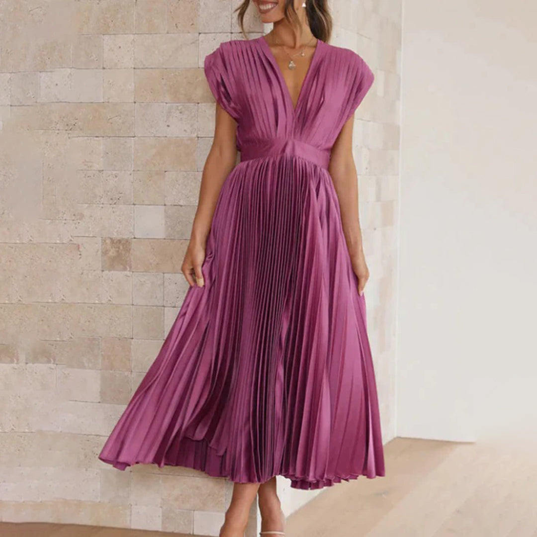 Carmela™ | Vestido Midi Plisado Atemporal
