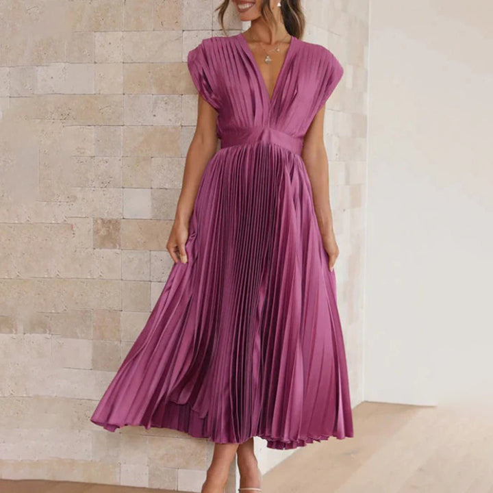 Carmela™ | Vestido Midi Plisado Atemporal