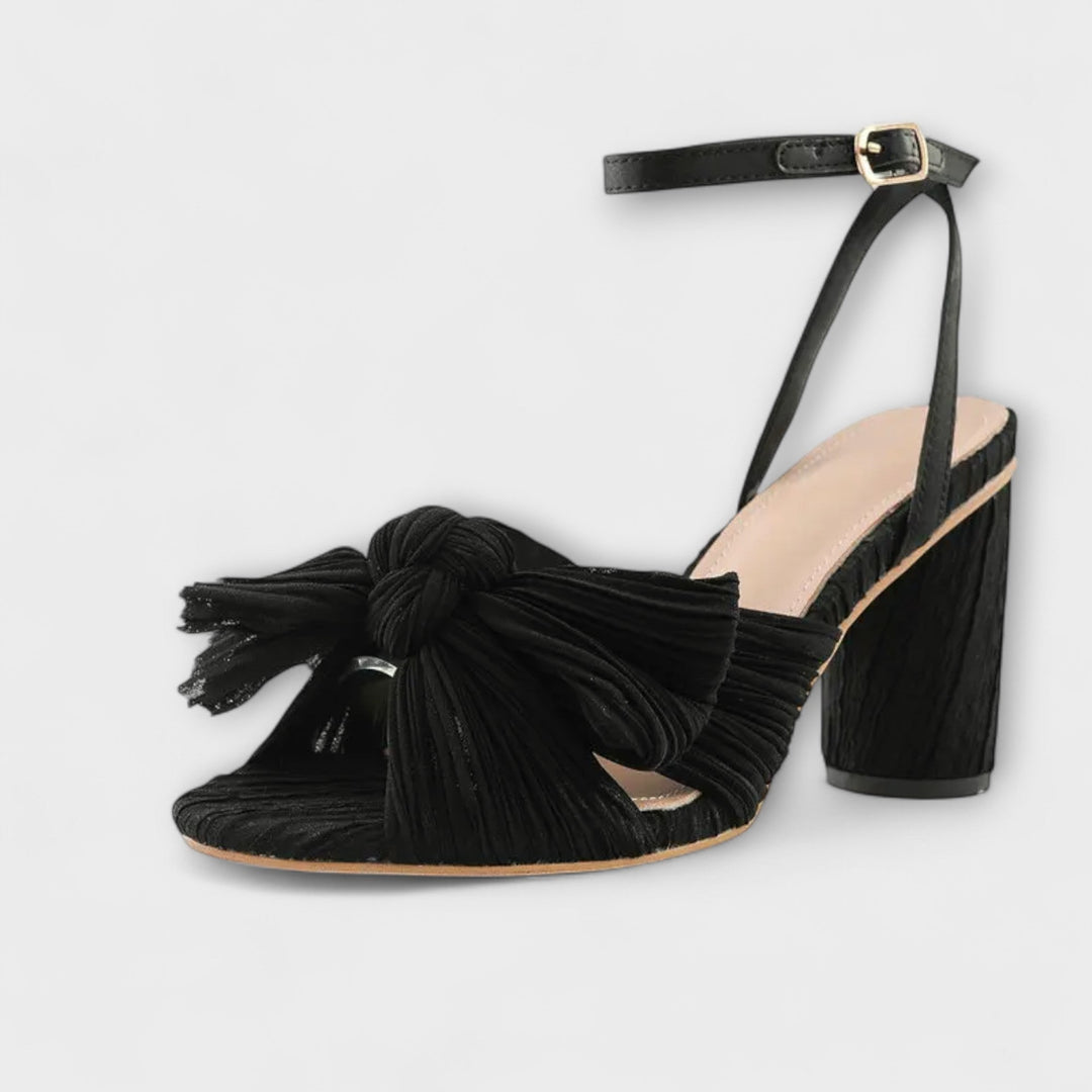 Lunette – Sandalias de Tacón con Lazo Plisado