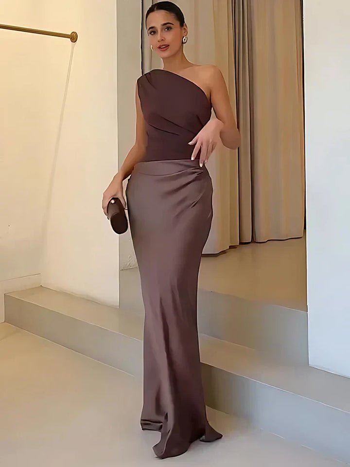 Vestido Maxi con Cintura en Satén