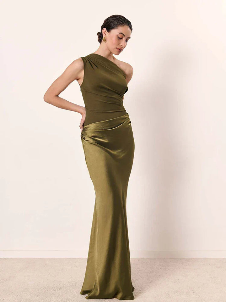 Vestido Maxi con Cintura en Satén