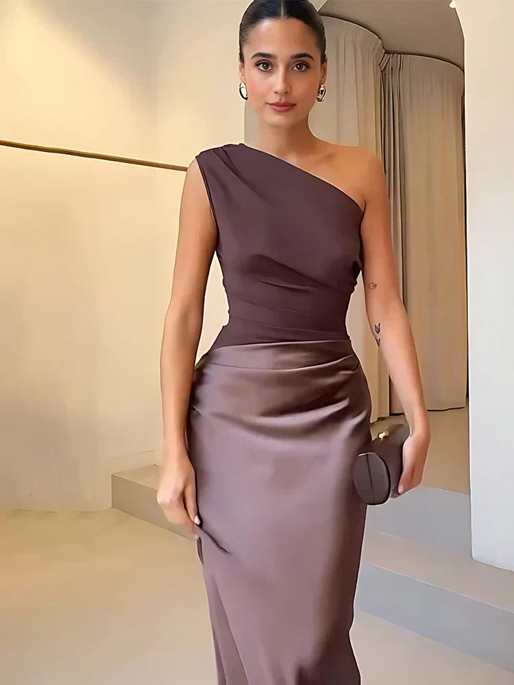 Vestido Maxi con Cintura en Satén