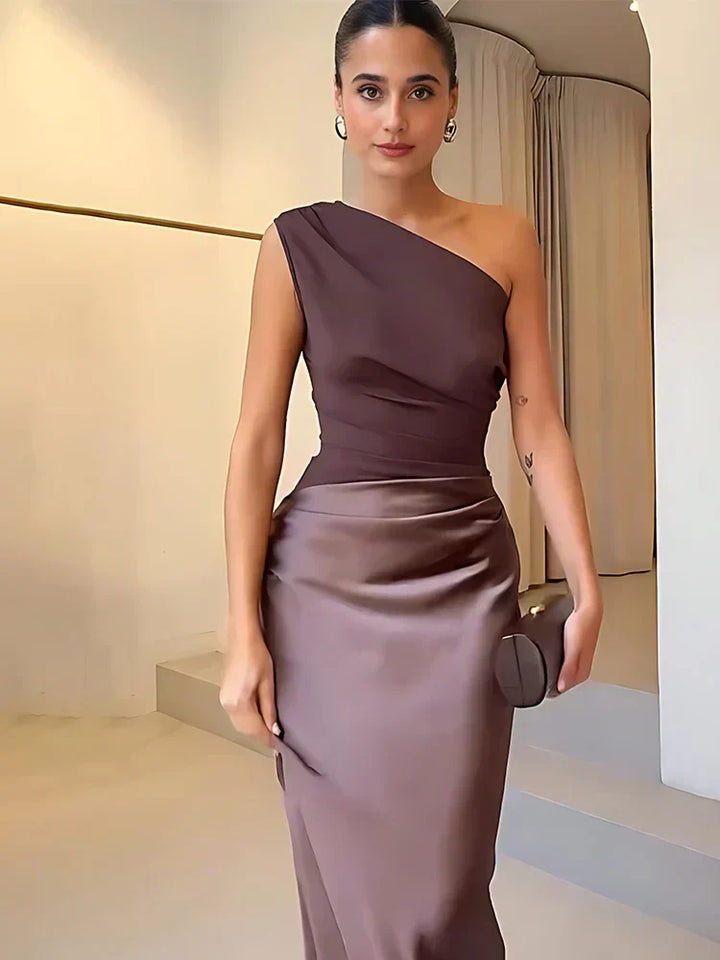 Vestido Maxi con Cintura en Satén