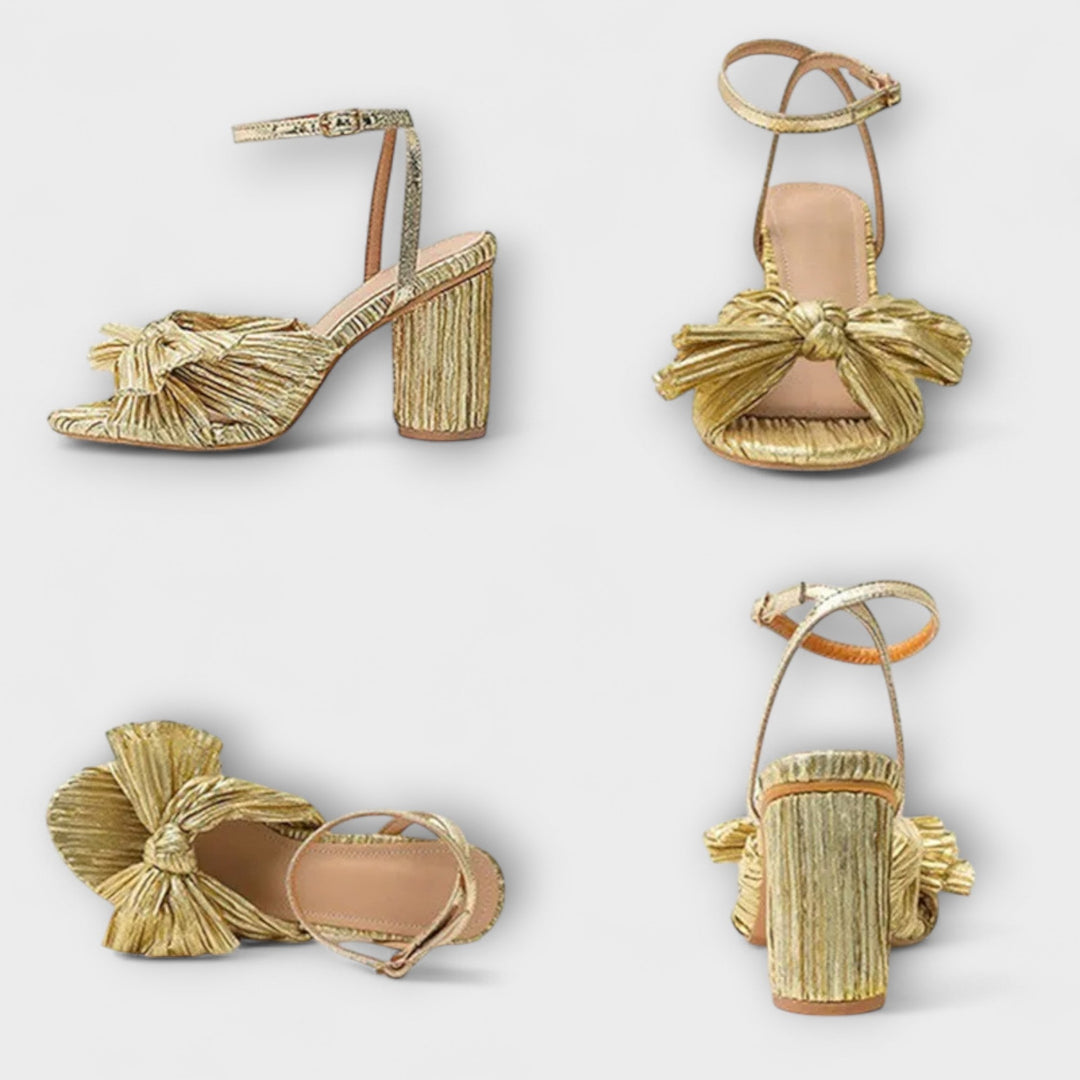Lunette – Sandalias de Tacón con Lazo Plisado