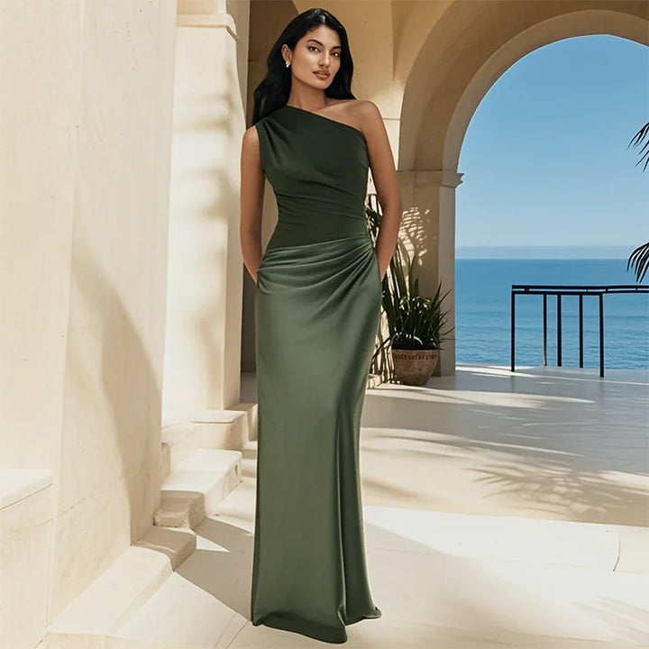 Vestido Maxi con Cintura en Satén