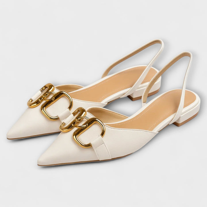 Lorella – Sandalias Puntiagudas con Acentos Dorados