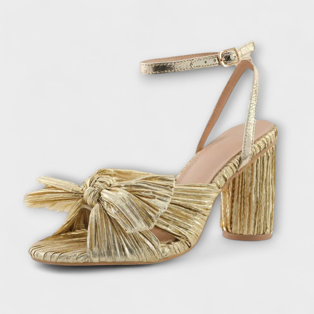 Lunette – Sandalias de Tacón con Lazo Plisado