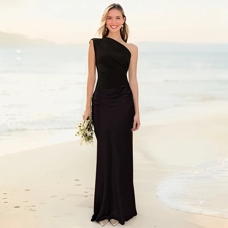 Vestido Maxi con Cintura en Satén