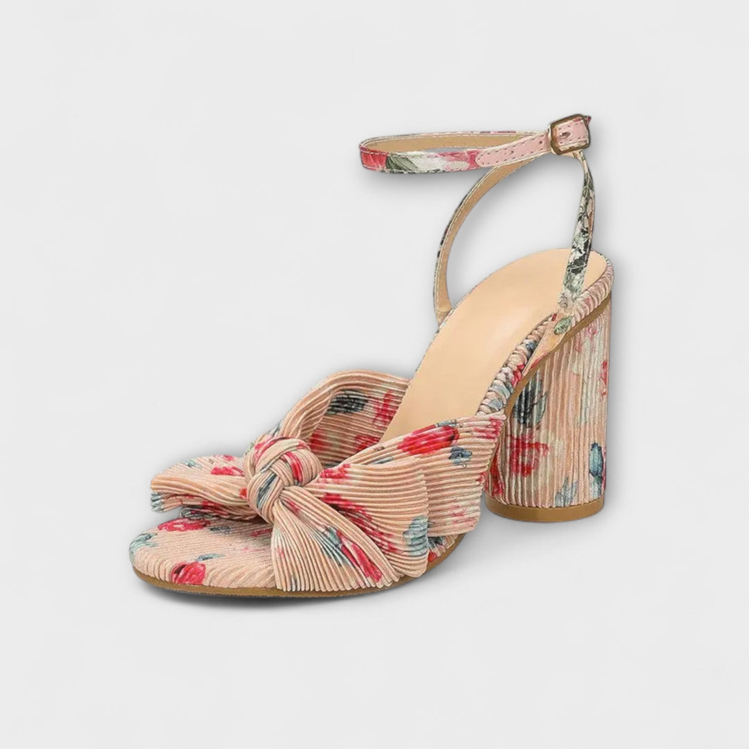 Lunette – Sandalias de Tacón con Lazo Plisado