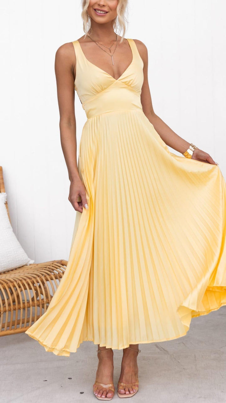 Malka™ | Vestido Maxi con Escote en V Plisado