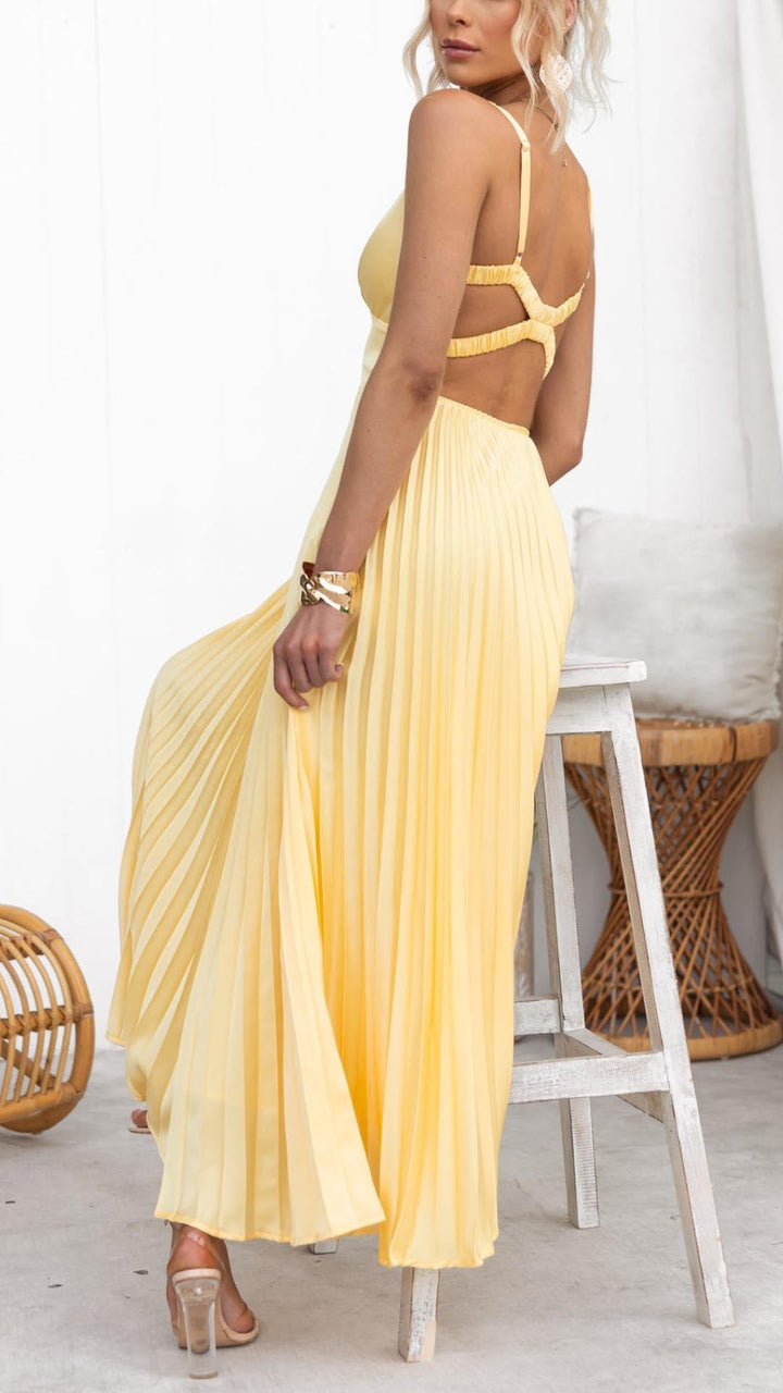 Malka™ | Vestido Maxi con Escote en V Plisado