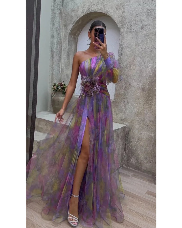 Orit™ | Vestido Asimétrico de Una Manga con Abertura