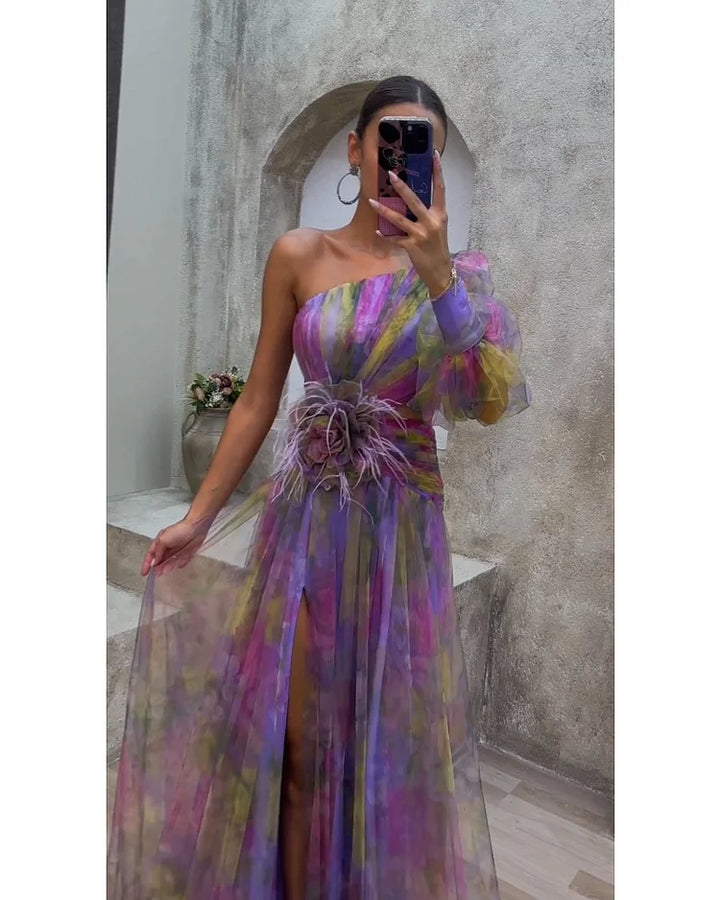 Orit™ | Vestido Asimétrico de Una Manga con Abertura