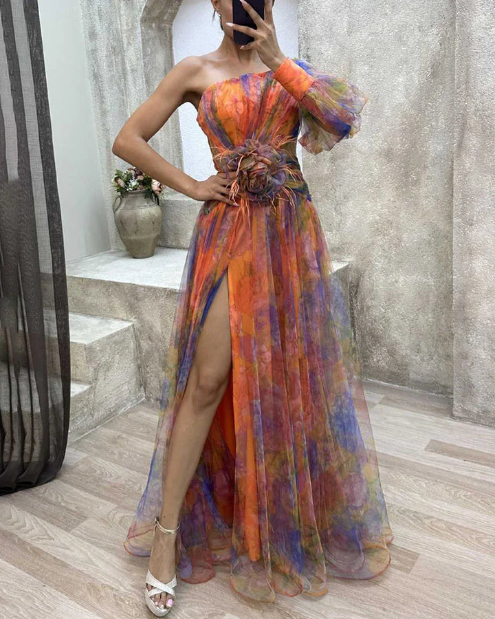 Orit™ | Vestido Asimétrico de Una Manga con Abertura