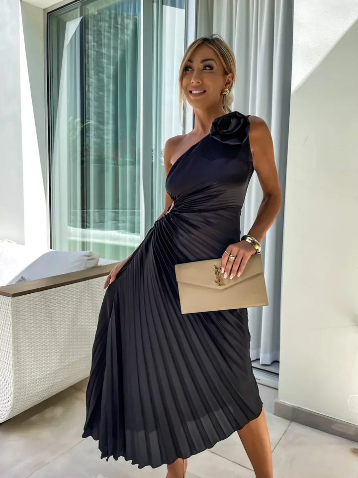 Eya™ | Elegante Vestido Maxi Floral de Un Hombro