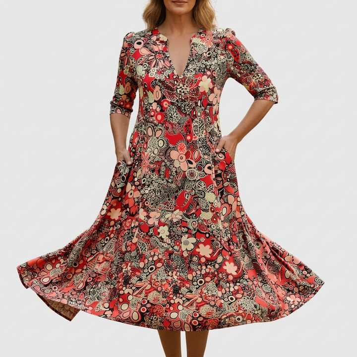 Harlow | Vestido Midi Elegante con Escote en V