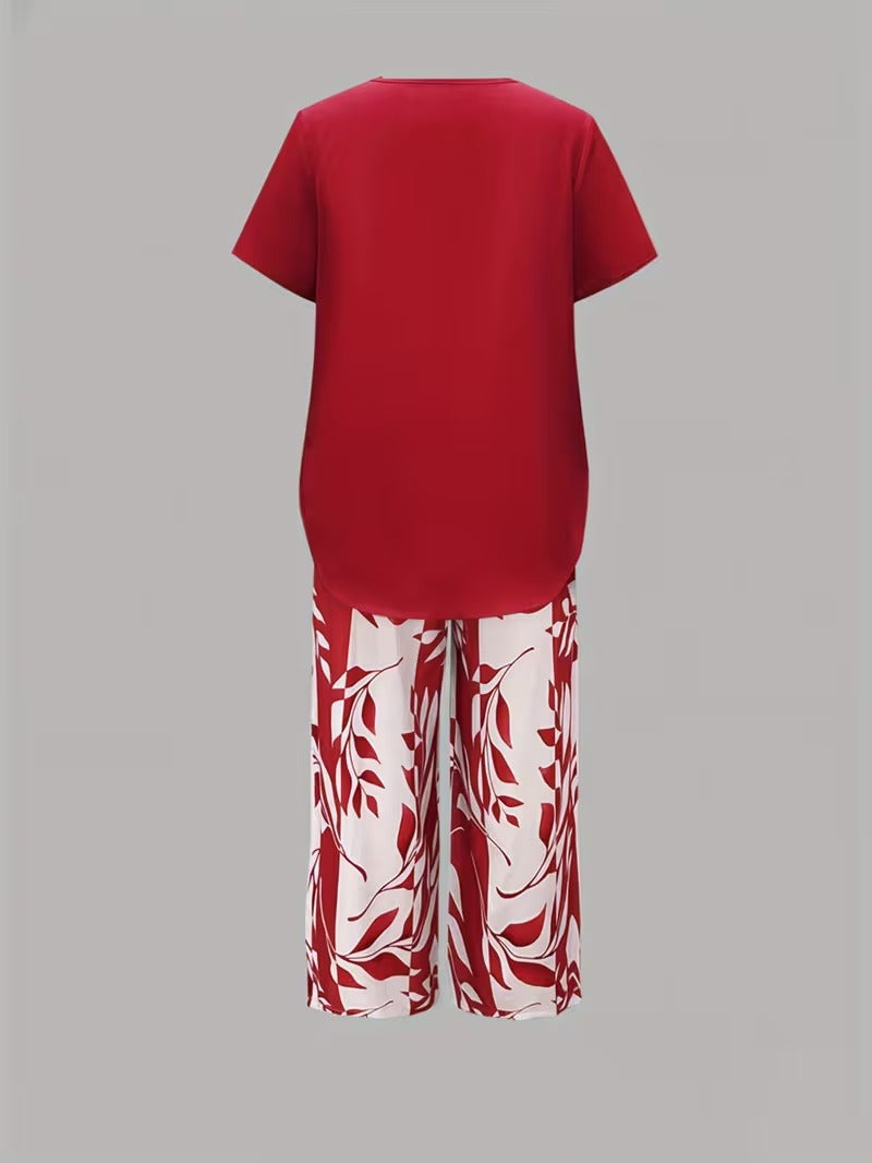 Arvessa | Conjunto de Dos Piezas con Estampado de Hojas