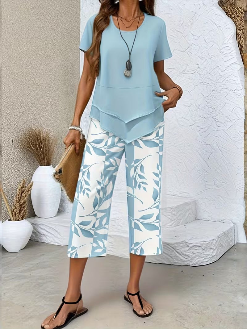 Arvessa | Conjunto de Dos Piezas con Estampado de Hojas
