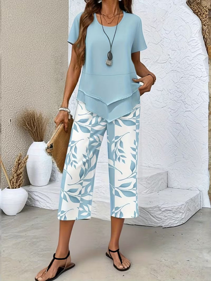 Arvessa | Conjunto de Dos Piezas con Estampado de Hojas