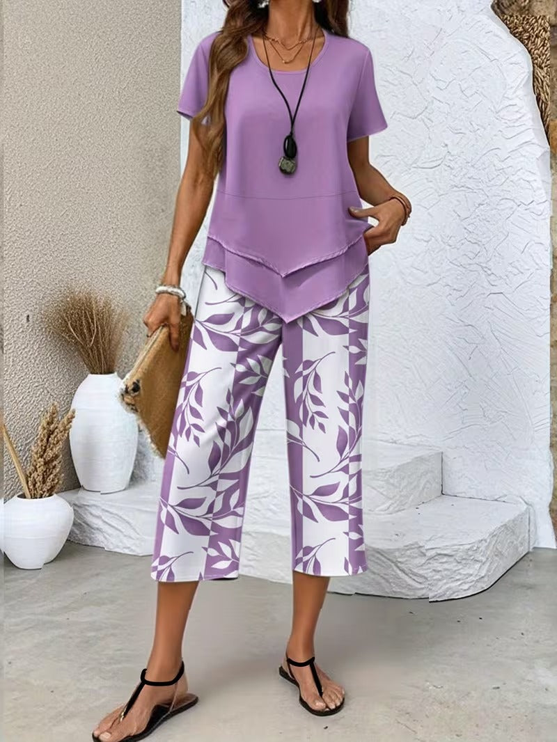 Arvessa | Conjunto de Dos Piezas con Estampado de Hojas