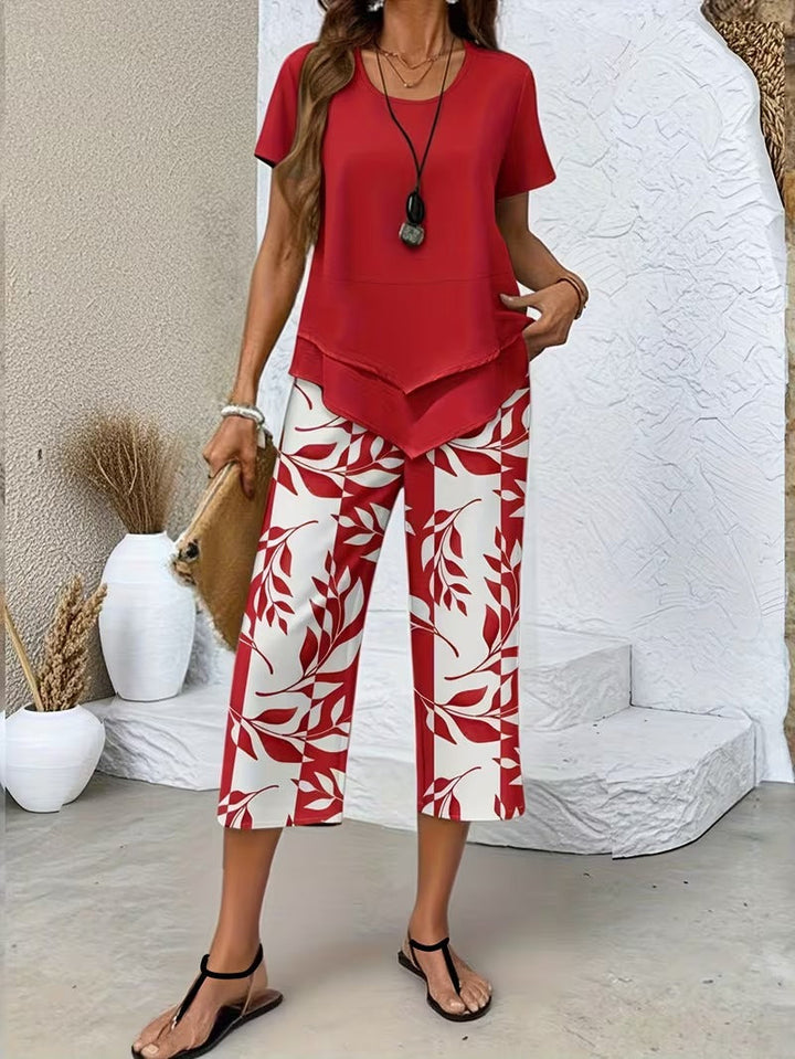 Arvessa | Conjunto de Dos Piezas con Estampado de Hojas