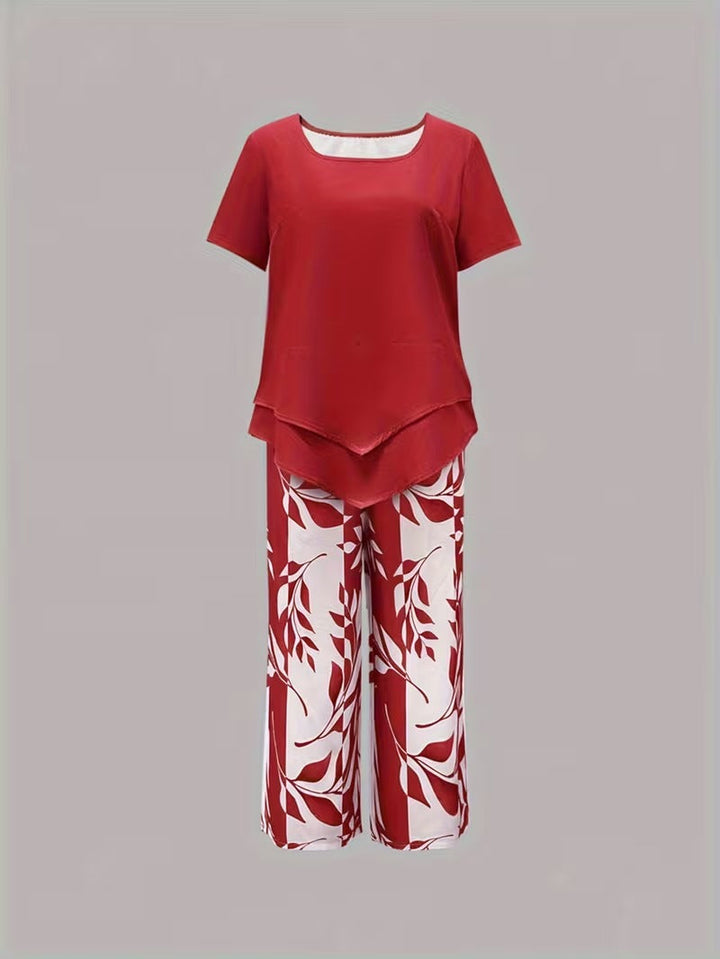 Arvessa | Conjunto de Dos Piezas con Estampado de Hojas