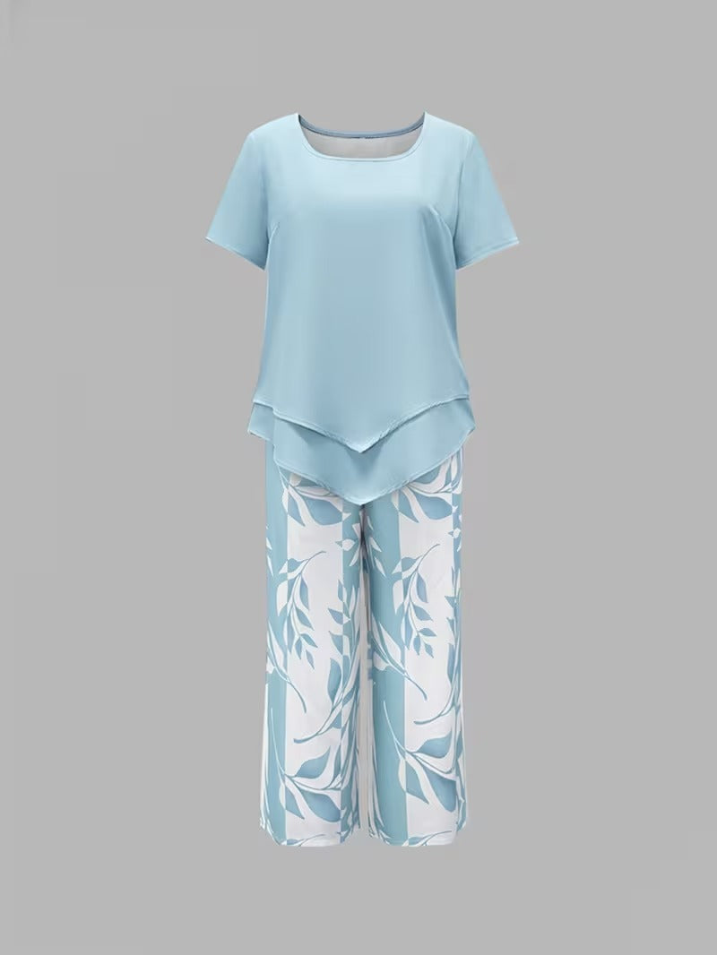 Arvessa | Conjunto de Dos Piezas con Estampado de Hojas