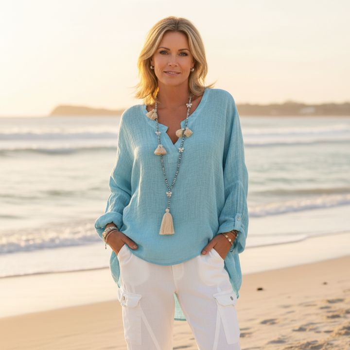 Alegra™ | Camisa Elegante con Botones y Corte Largo