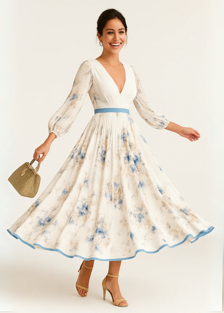 Paz™ | Vestido Maxi Plisado Floral Atemporal