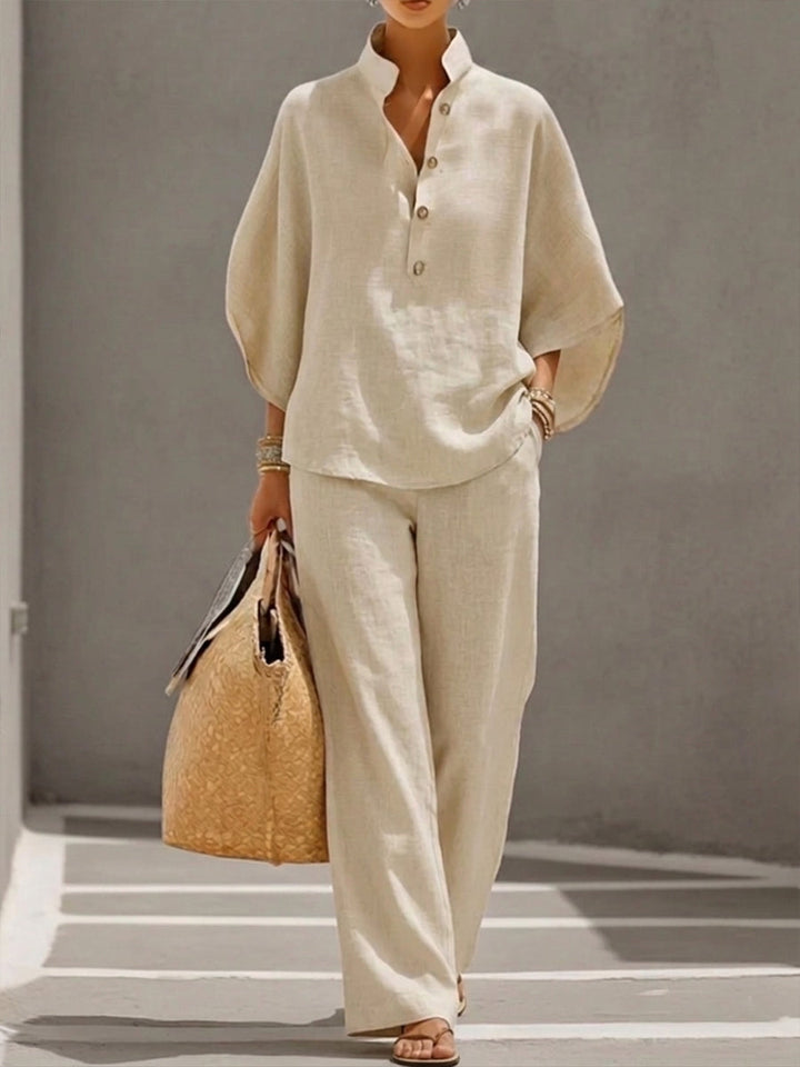 Catalina | Conjunto con Mangas Murciélago y Pantalón Ancho