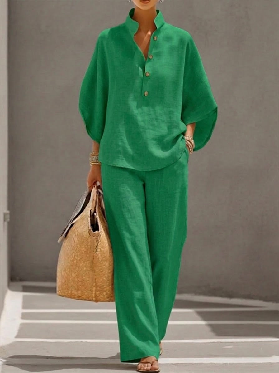 Catalina | Conjunto con Mangas Murciélago y Pantalón Ancho
