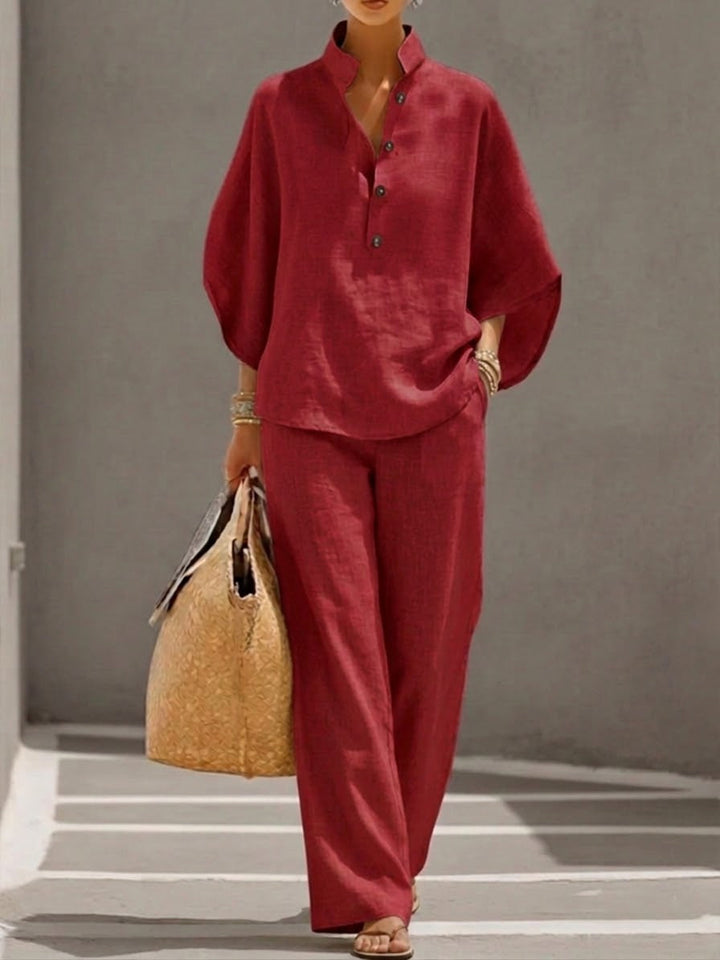 Catalina | Conjunto con Mangas Murciélago y Pantalón Ancho