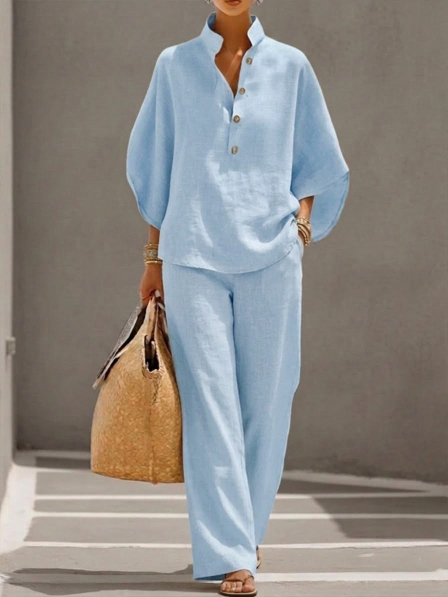 Catalina | Conjunto con Mangas Murciélago y Pantalón Ancho