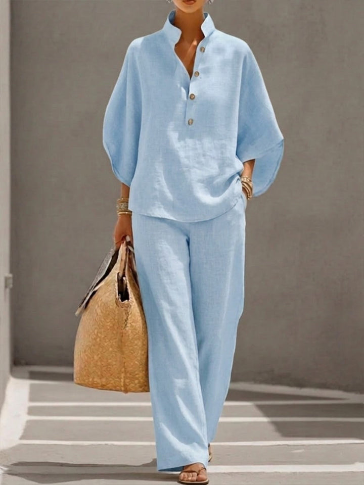 Catalina | Conjunto con Mangas Murciélago y Pantalón Ancho